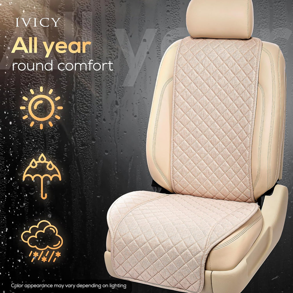 ivicy faux linen front car seat cover, seat on a desk or shelf
