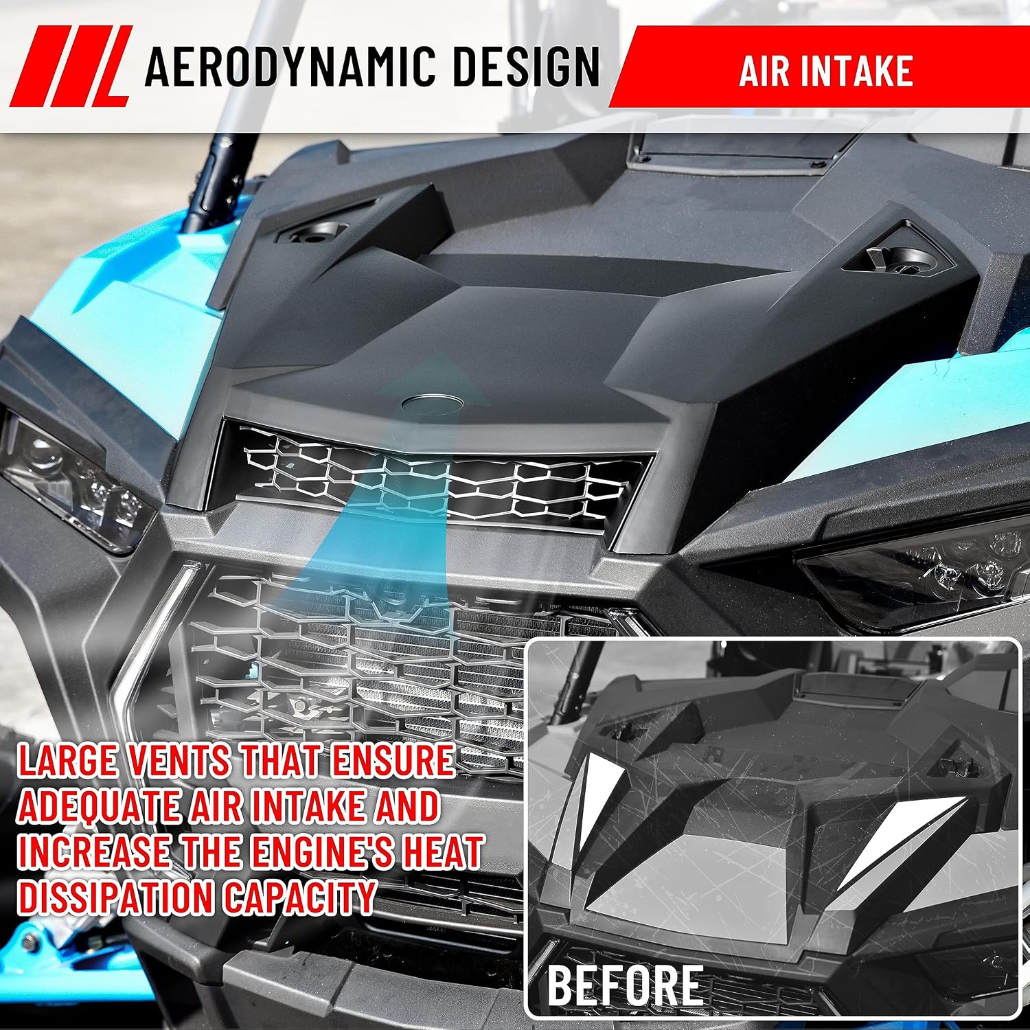 SAUTVS Turbo Hood Scoop Air Intake Kit for Polaris RZR XP 1000/4 1000 RZR XP Turbo S 2019-2023 (Replace #5454429-632)