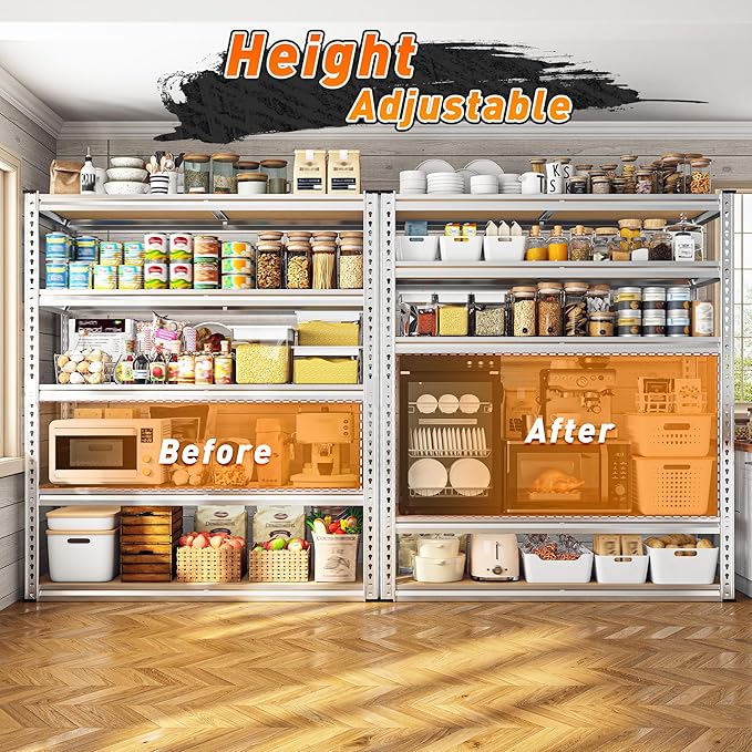 REIBII 40" W Garage Shelving 2500LBS Storage Shelves Adjustable Metal Shelving - Image 2