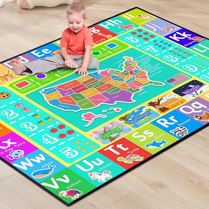 ABC Rug for Kids Playroom, 2x3 Washable Classroom Area Rugs, Educational by Isyorefam
