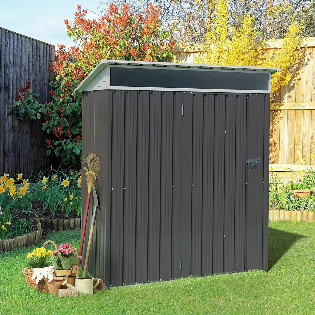 Vongrasig 5 x 3 x 6 FT Outdoor Storage Shed Clearance, Metal Garden Shed