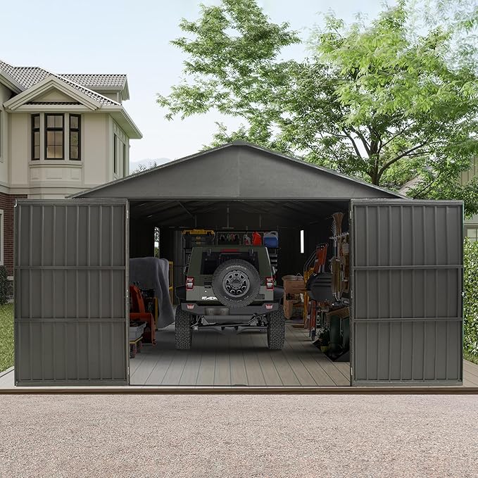 Domi 12x20FT Outdoor Garage Metal Shed, Extra Large Carport - Image 9