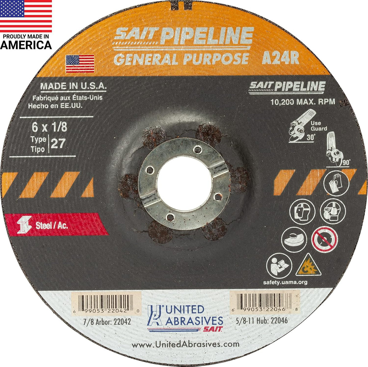 united abrasives-sait 22042 a24r general purpose pipeline wheel, main product view