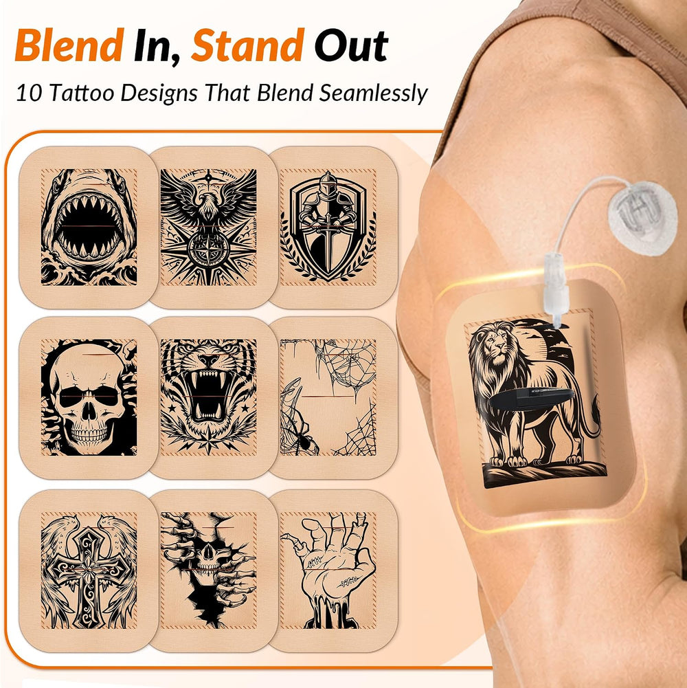 20 Pack/10 Designs Tandem Mobi Adhesive Sleeve, Upgraded Pocket Tattoo Lion