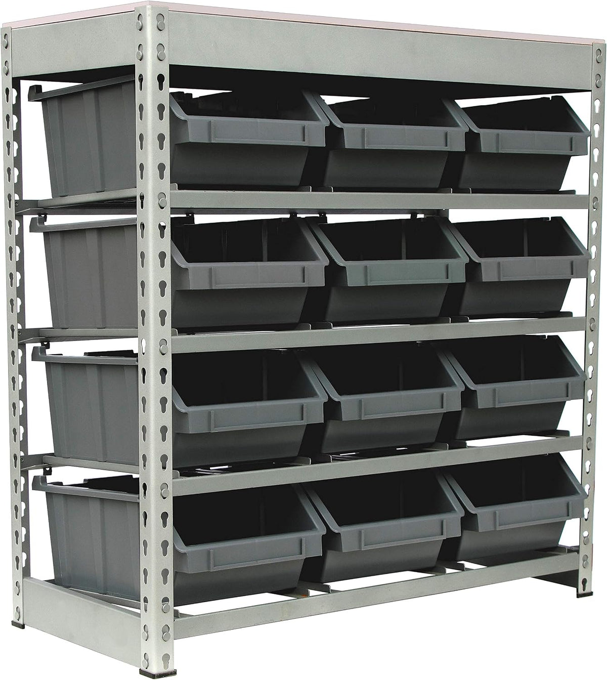 King's Rack Bin Rack Boltless Steel Storage System Organizer w/ 12 Plastic Bins