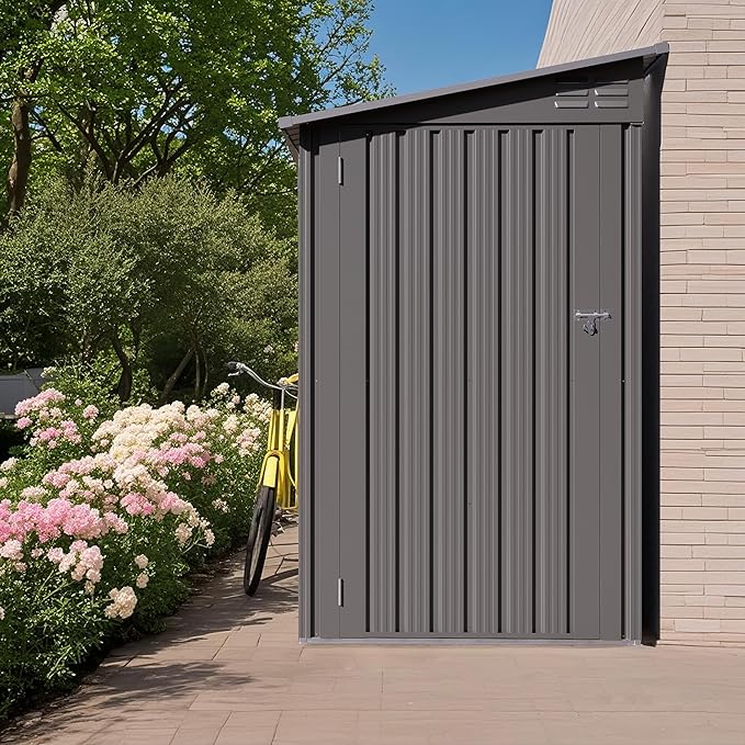 4x9 FT Outdoor Storage Shed, Lean to Metal Shed W/Window, All Weather by Unknown