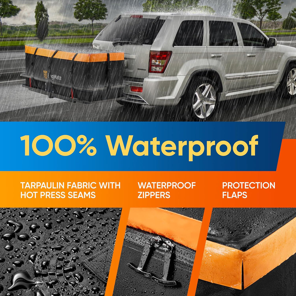20ft³ Waterproof Hitch Cargo Carrier Bag, Durable PVC Tarpaulin Hitch Mount Cargo Carrier Cargo Box w/a Bonus Lock, Heavy-Duty Straps & Buckles, Easy to Install Vehicle Cargo Carriers