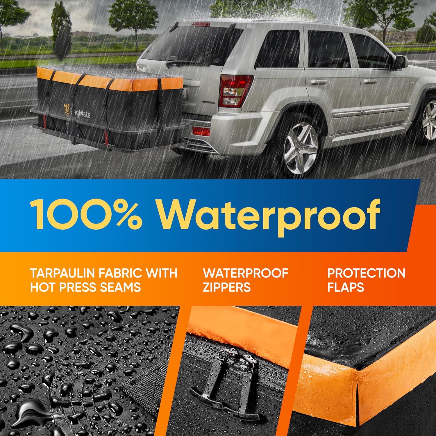 20ft³ Waterproof Hitch Cargo Carrier Bag, Durable PVC Tarpaulin Hitch Mount Cargo Carrier Cargo Box w/a Bonus Lock, Heavy-Duty Straps & Buckles, Easy to Install Vehicle Cargo Carriers