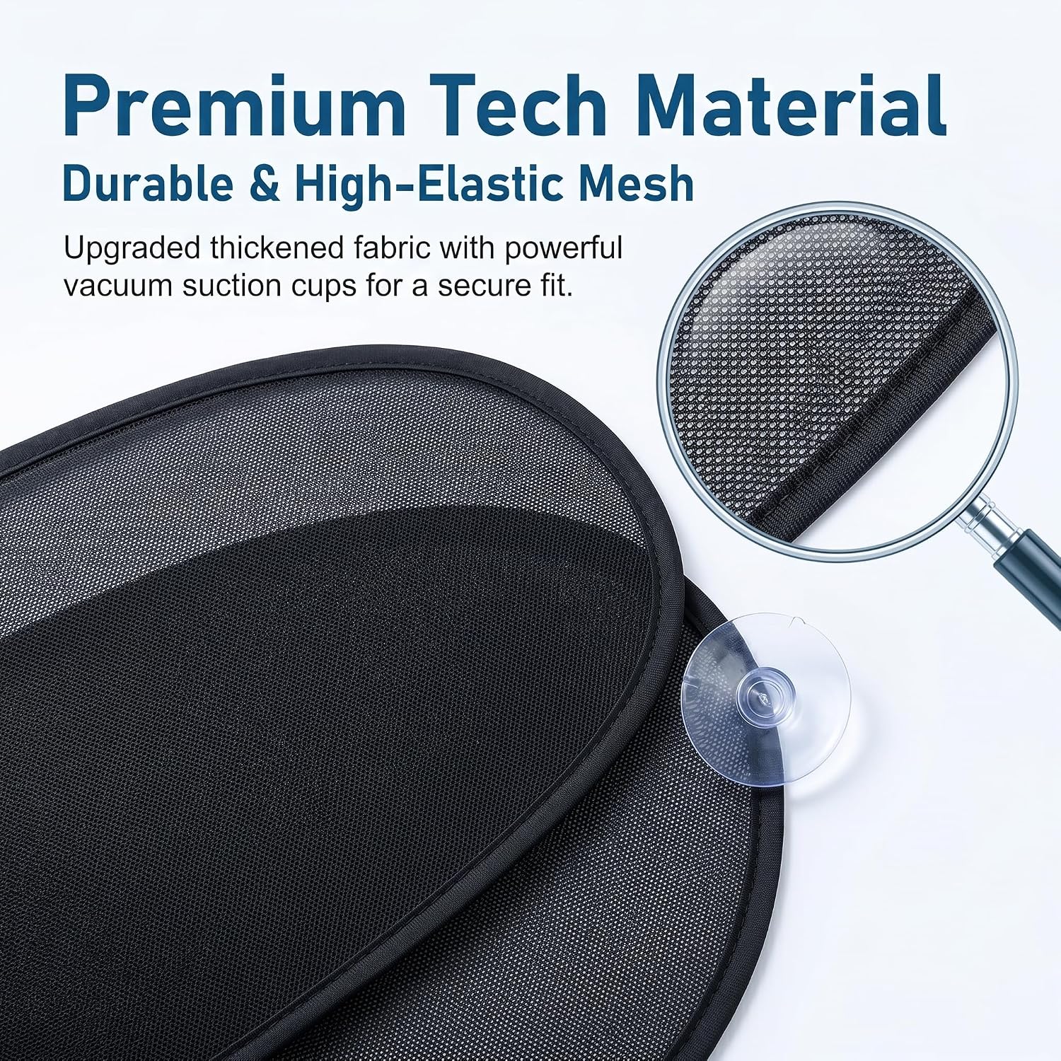 2 PCS Car Window Sun Shades, Suction Cup Side Window Sunshade, Rays Glare Mesh Sun Visor Blocker, Universal Driver Passenger Rear Side Interior Accessory (Black)