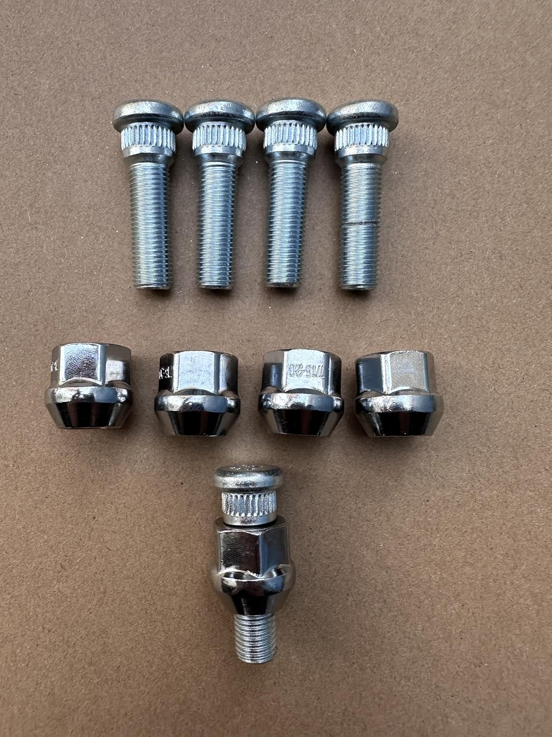 10PCS Serrated Wheel Stud Bolts 7/16-20 Thread 0.557 in. Knurl 1.71 in UHL Length with Lug Nuts Replacement for 610-156