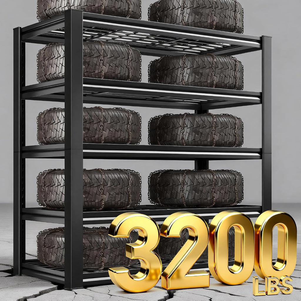 reibii 2 pack garage shelving 3200 lbs load showing dimensions