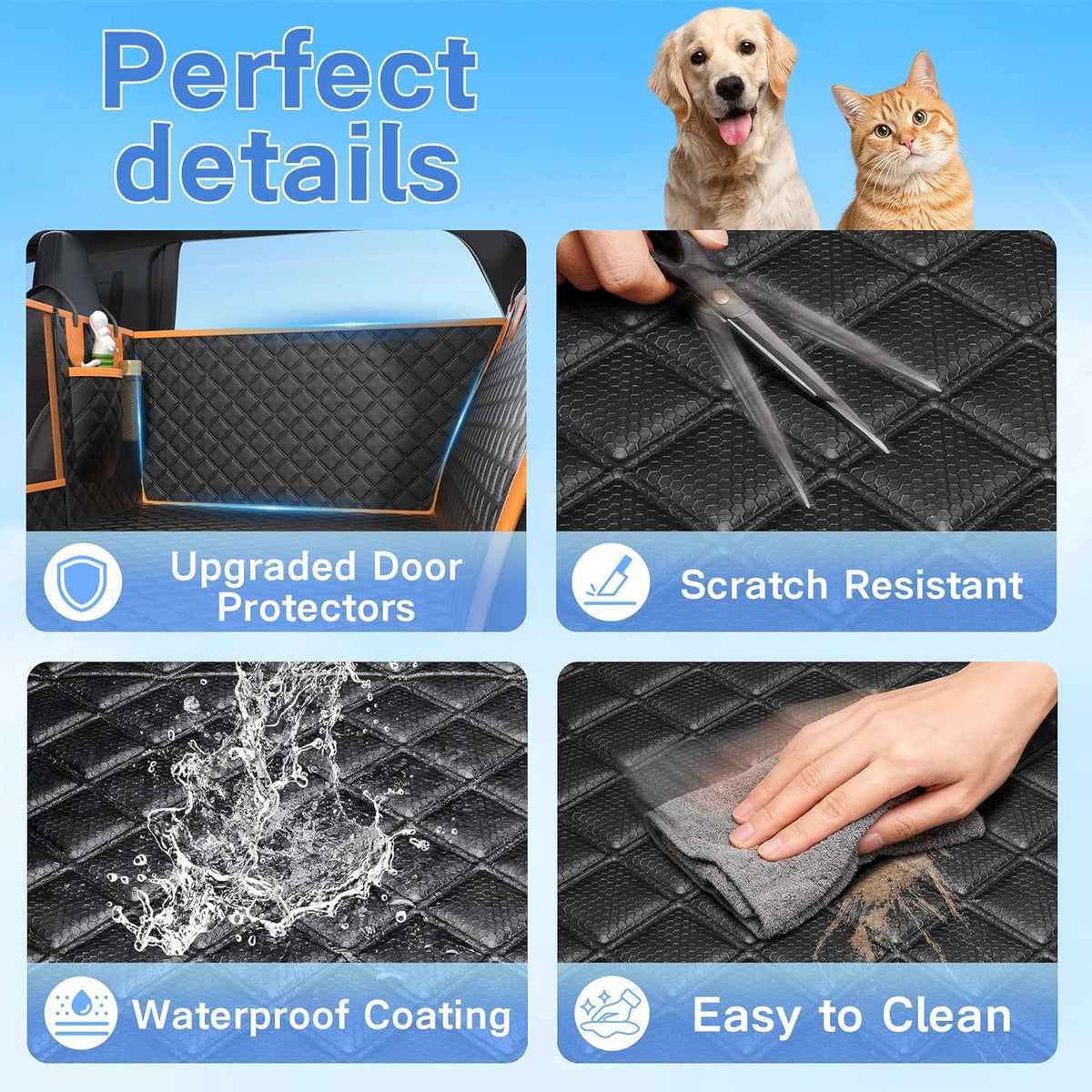 twesync dog seat cover for back seat, hard, side view