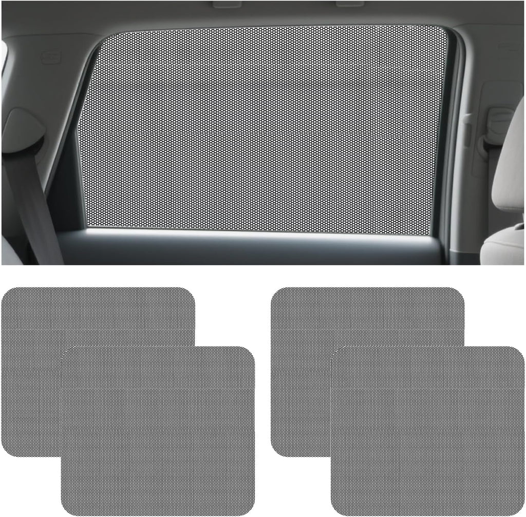 4 PCS Car Side Window Sunshades, Reusable & Washable Auto Sunshade Sticker Sun Blocker, Static Cling Sun Shade Films Window Tint for Most Vehicles, Car Accessories