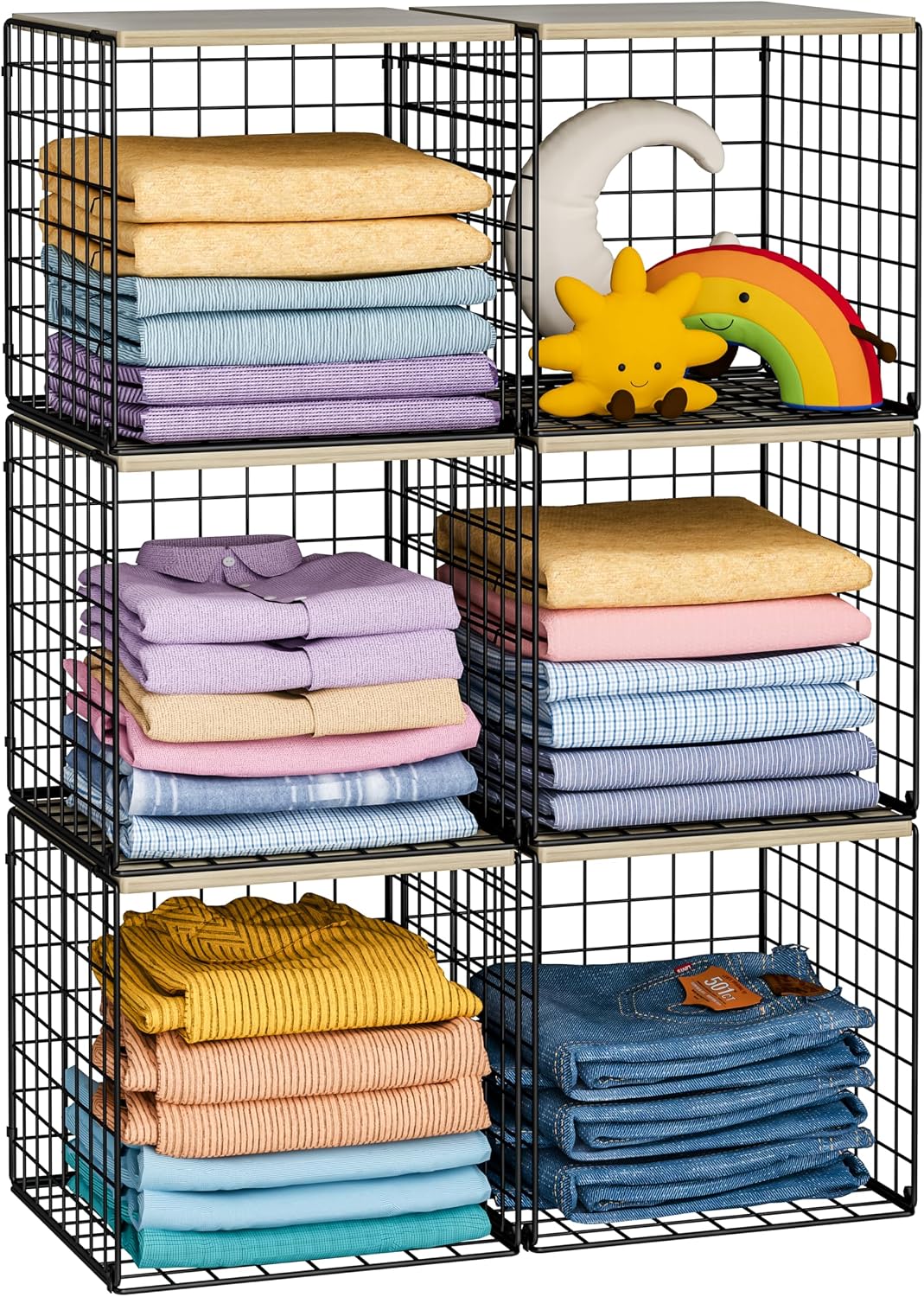 hencawima 6 pack stackable closet organizers and storage, main product view