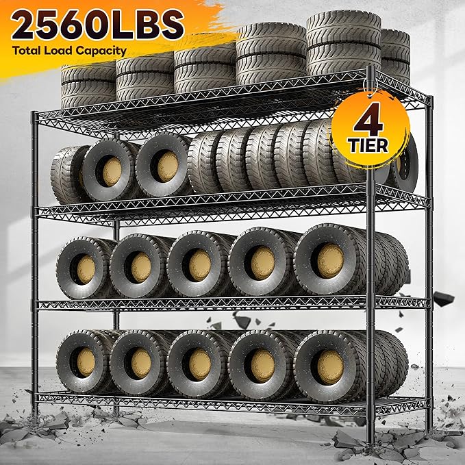 REIBII 2560LBS Storage Shelves 55.5"W Metal Shelving Unit 4 Tier Wire Shelving - Image 4