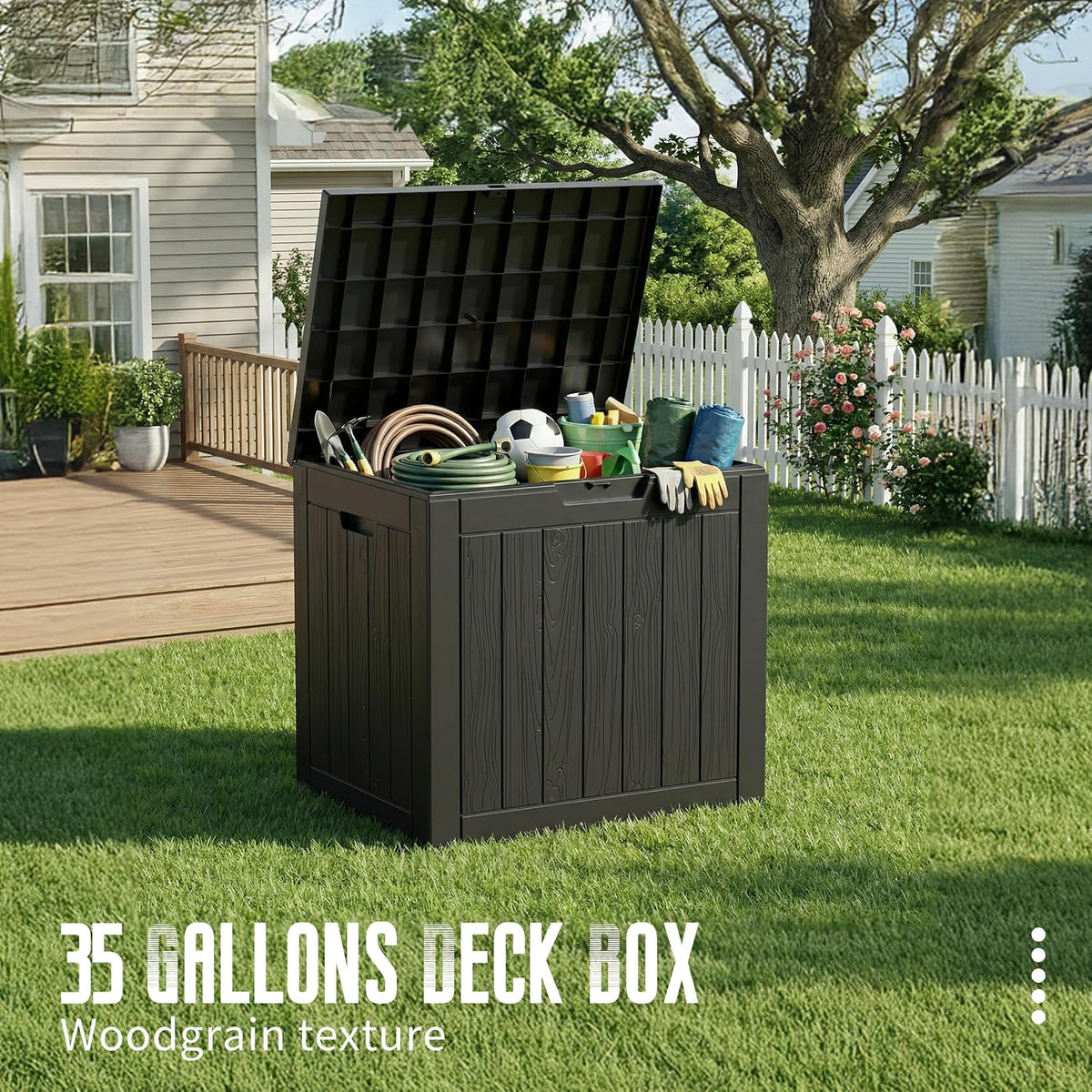 drato 35 gallon outdoor storage box waterproof, resin, close-up detail