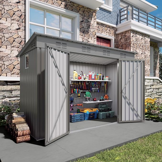 4x9 FT Lean to Shed with Window, Metal Sheds & Outdoor Storage with 6 Vents and by Unknown