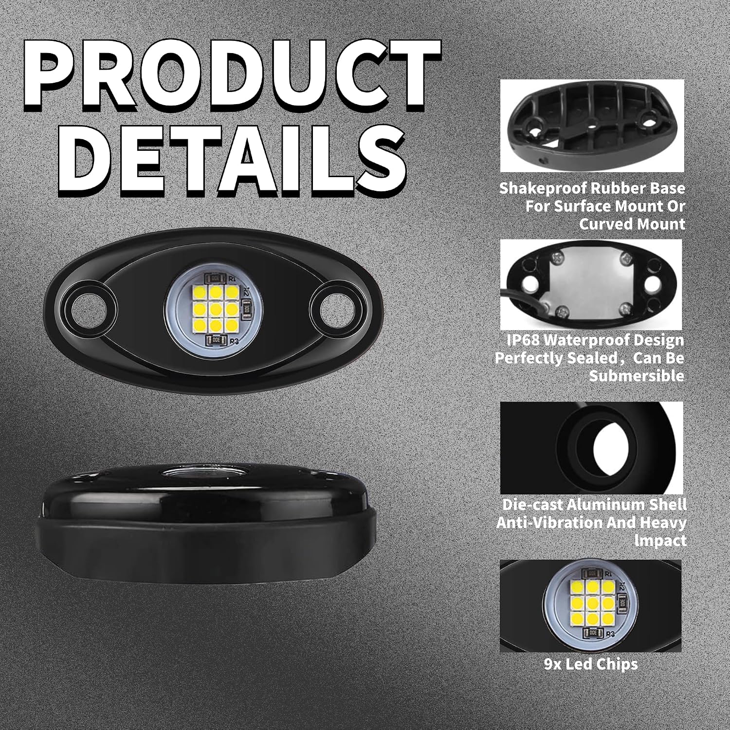 24 Pods White Led Rock Lights，Automotive General Under Body Neon Glow Led Pure Light Kit Ip68 Waterproof 3.8ft Extension Wires for Car Truck Boat Rv ATV Utv SUV RZR Motorcycle Trail Rig Lamp（White）