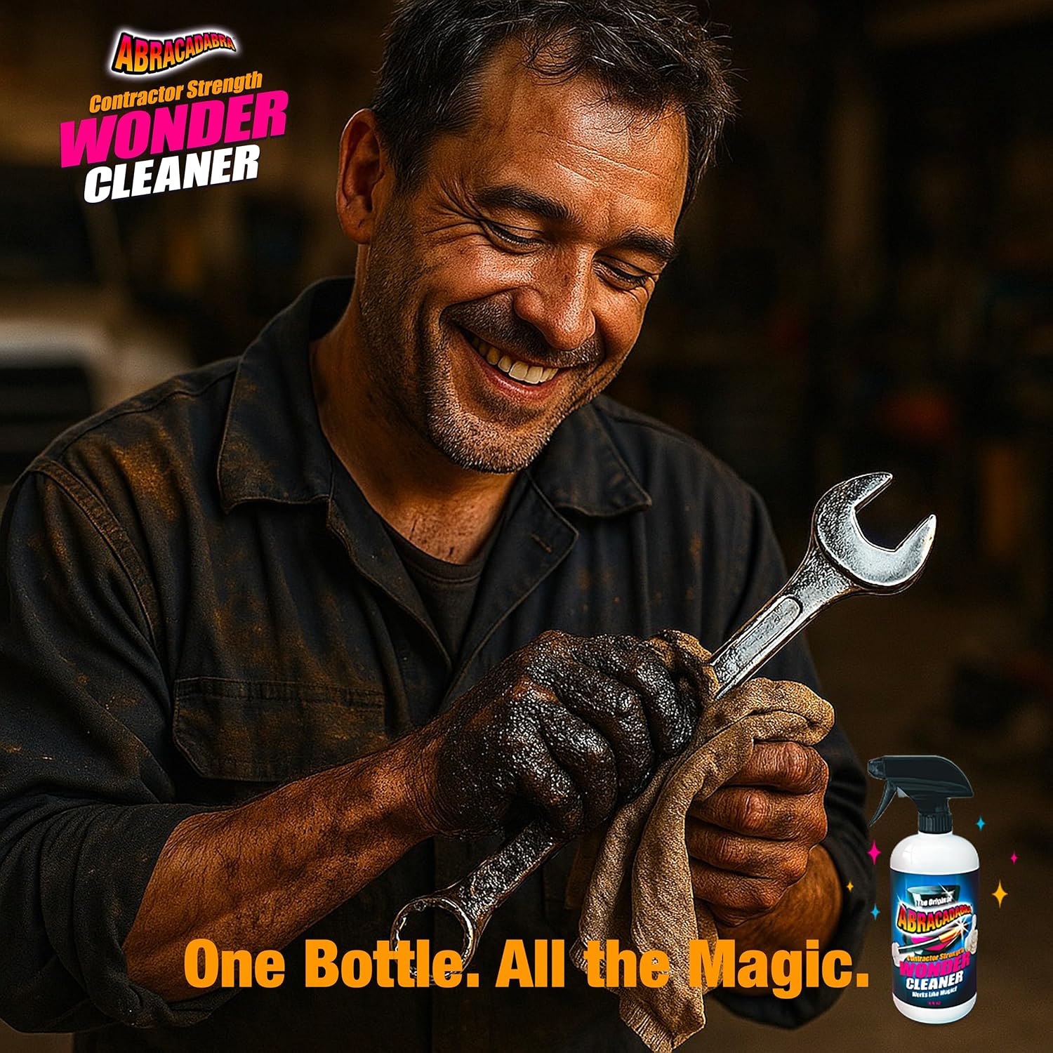 Abracadabra® Wonder Cleaner Spray 16 oz - As Seen on TV Contractor Strength Adhesive, Tar, Gum, Sap & Sticker Remover - Citrus Cleaner for Cars, Garage Floors, Concrete, Tile, Metal & Wood