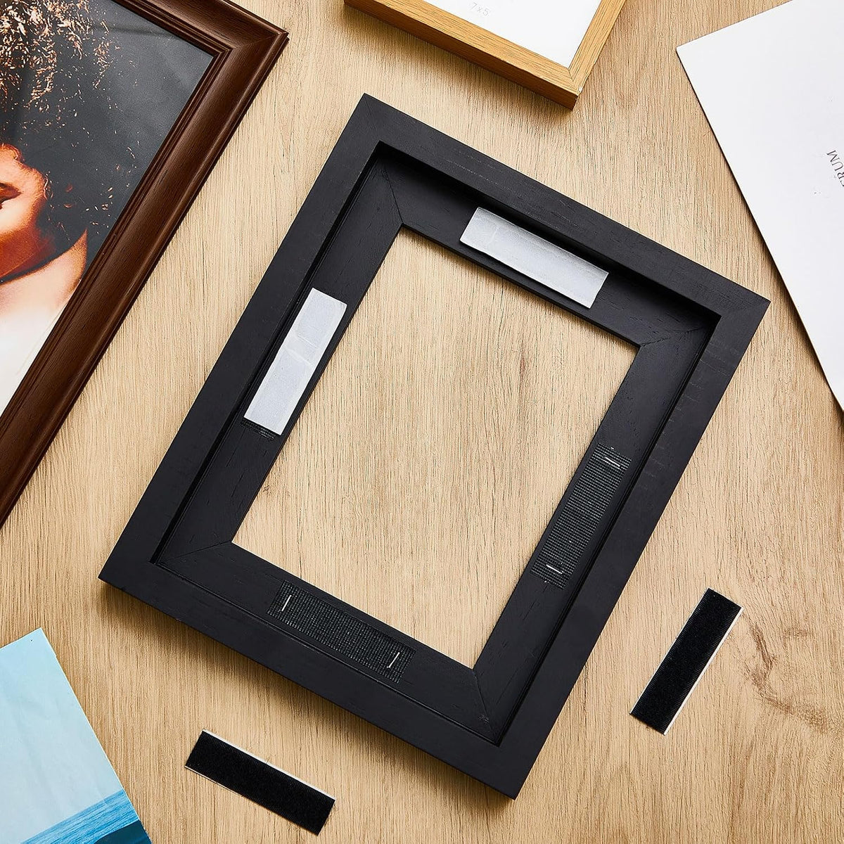 qunclay 4 pcs 8x10 inch canvas floating frame on a desk or shelf