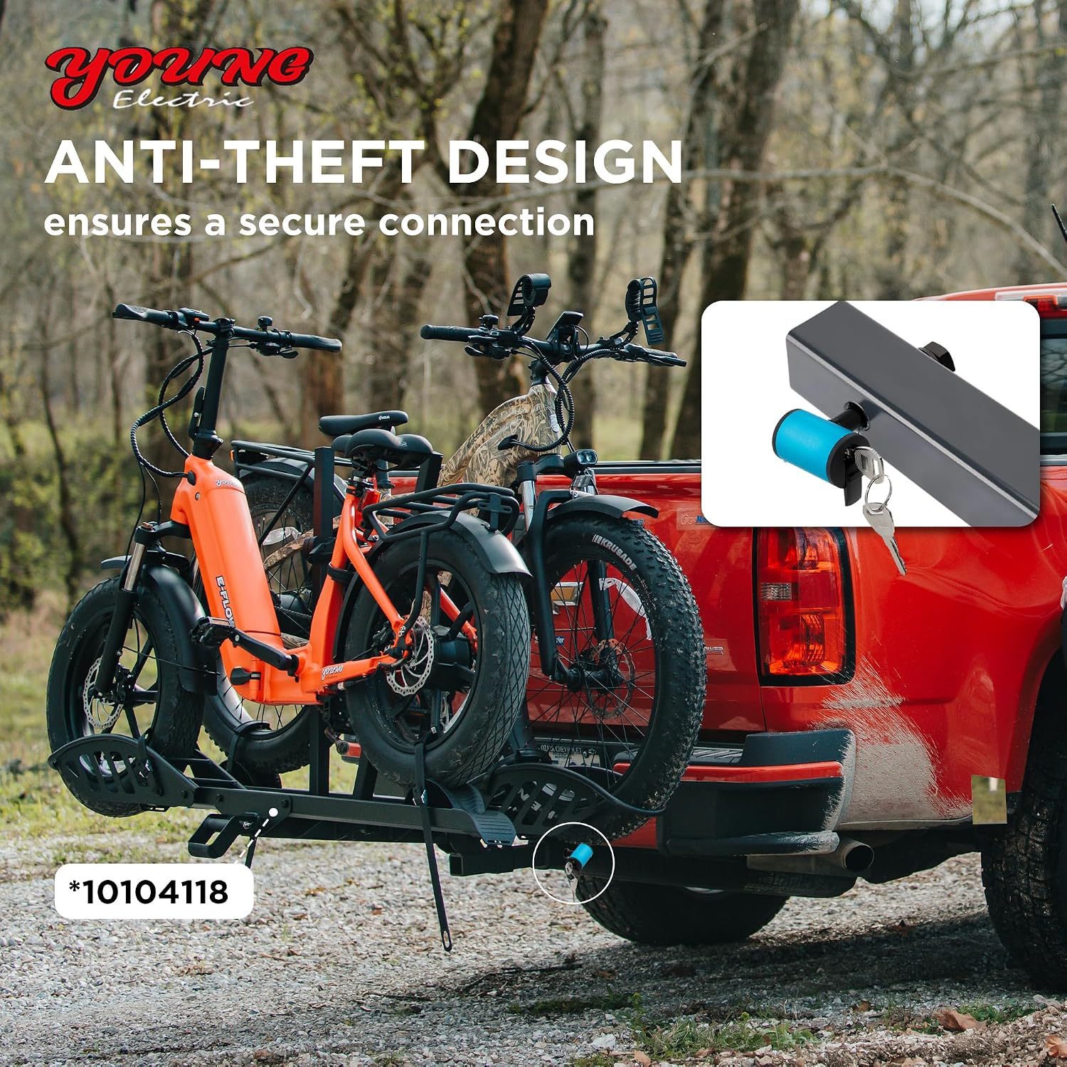 Young Electric M16 Anti-Rattle Lock Hitch Pin for Hitch, Blue, Compatible with Young OutfitR Bike Racks 200LBS Capacity Models.