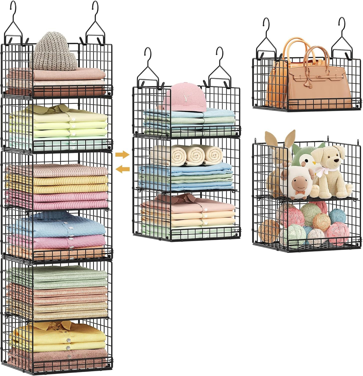 6 tier hanging closet organizers and storage stackable, main product view