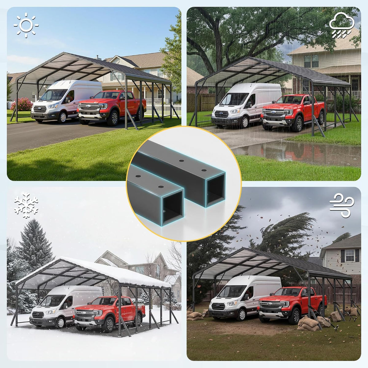 wisteria lane metal carport, carports 20x20 heavy duty, package contents