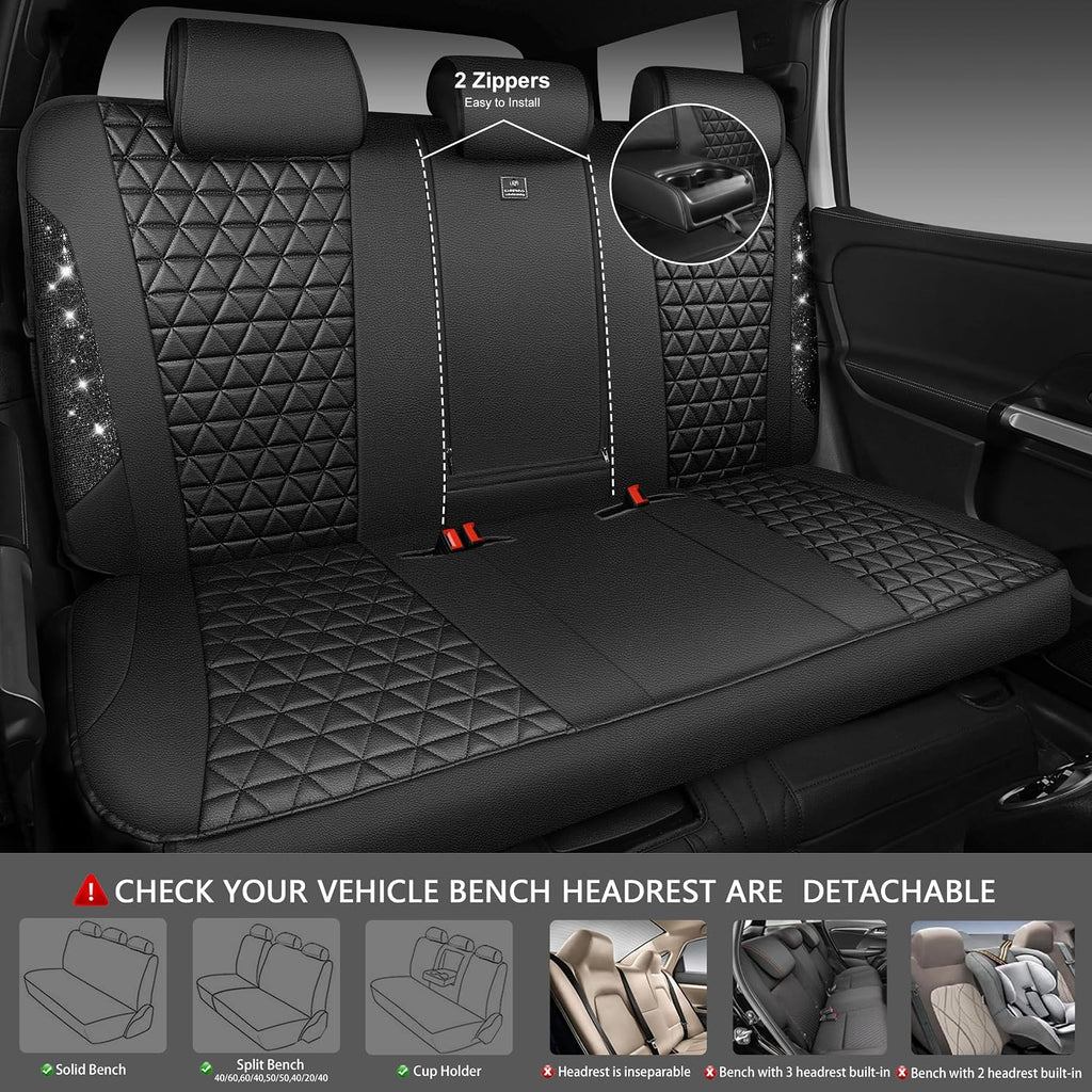 car pass bling diamond black leather car seat showing dimensions