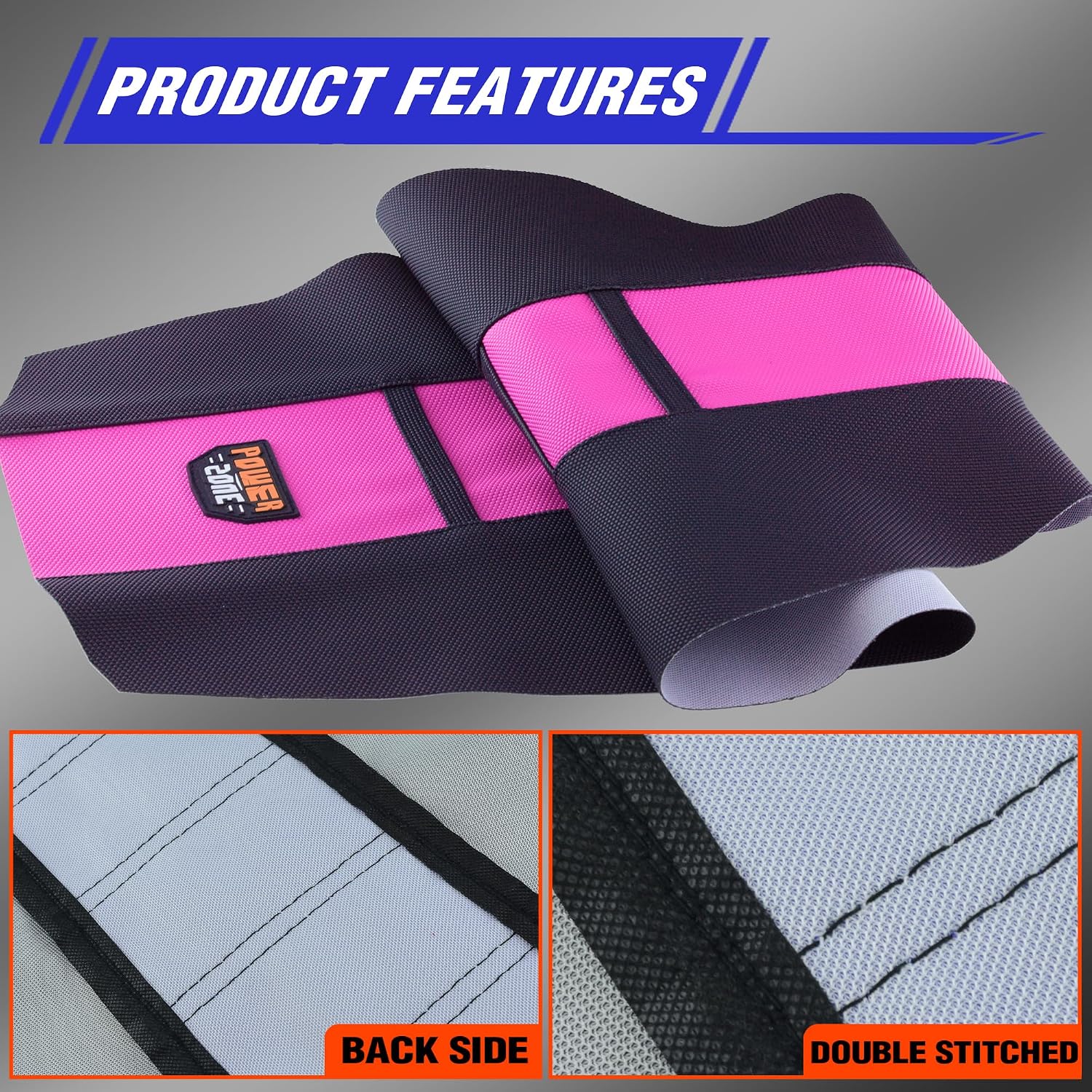 Gripper Rubber Dirt Bike Seat Cover - Universal Soft Seat Cover for Most Dirt Bike Motorcycle (Black-Pink)