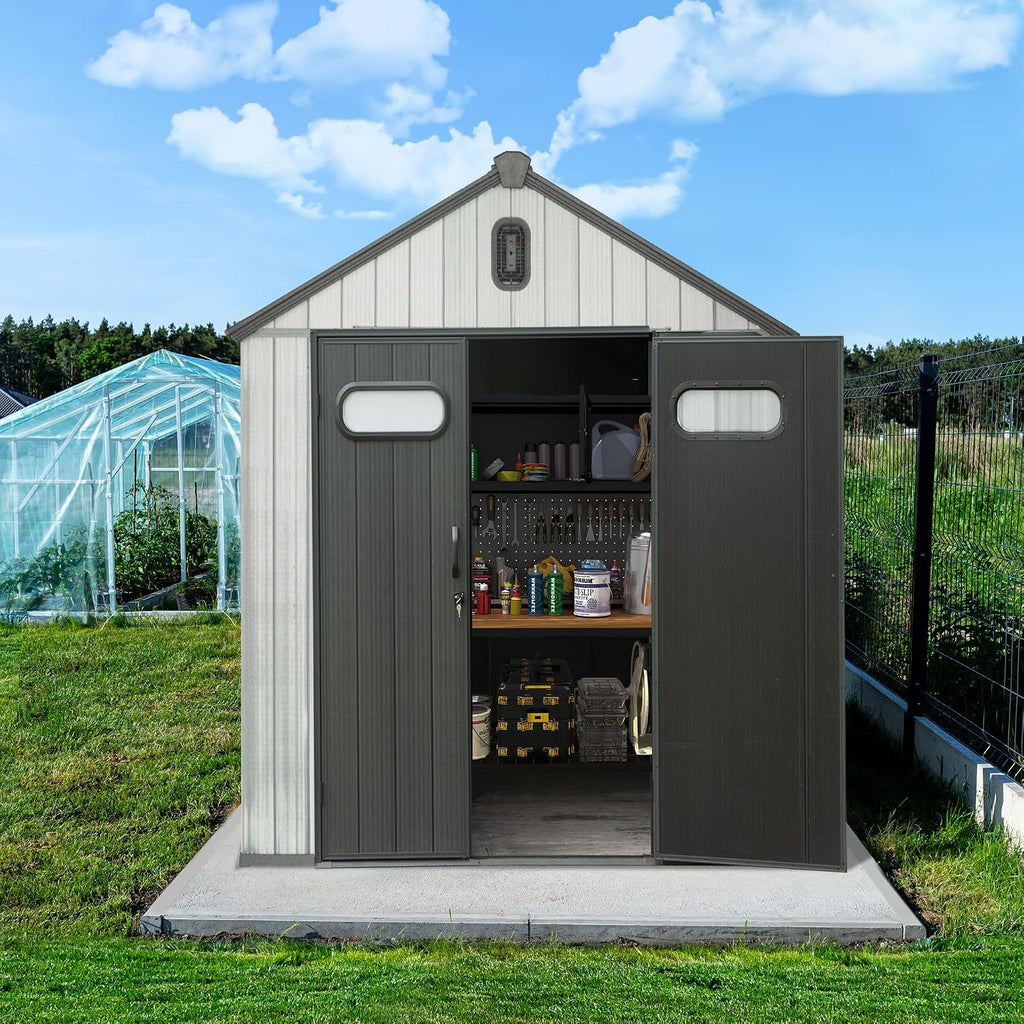 Domi 6x4 FT Outdoor Resin Storage Shed, All-Weather Double-Wall Storage Building