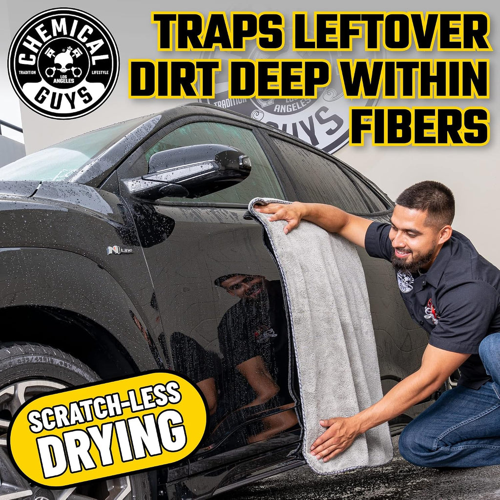 Chemical Guys Woolly Mammoth Large Microfiber Drying Towel - 36 x 25 Inch Gray, Ultra Plush Super Absorbent Car Drying Towel for Cars, Trucks, SUVs, Motorcycles, RVs, and Auto Detailing