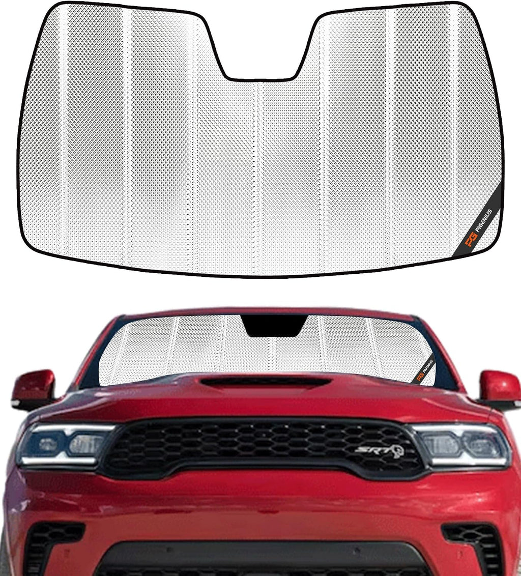 Pigenius Windshield Sun Shade for Dodge Durango 2021-2025. Reflective Aluminum Film Front Window Sunshade - BLAZBLOCK