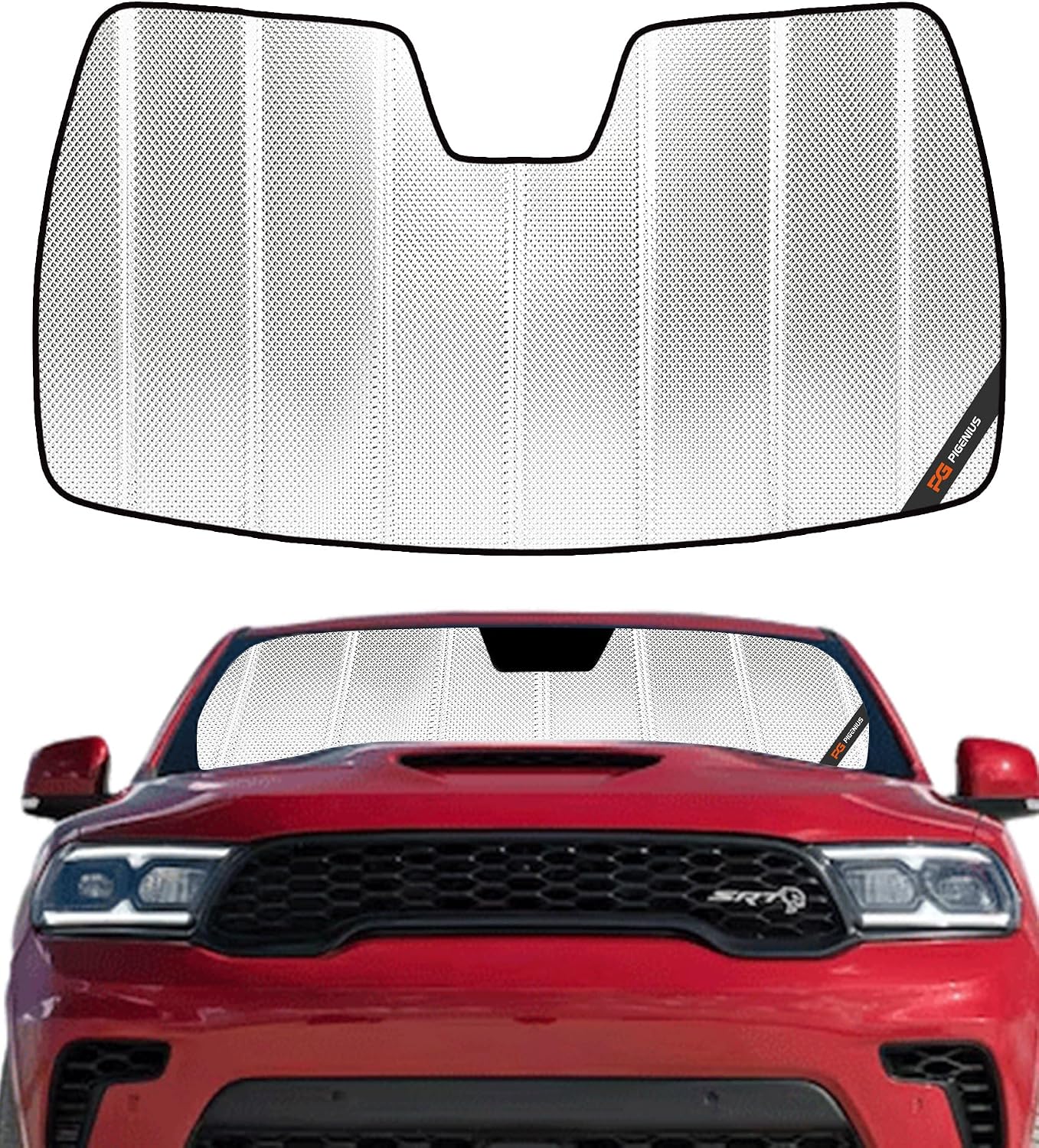 Pigenius Windshield Sun Shade for Dodge Durango 2021-2025. Reflective Aluminum Film Front Window Sunshade - BLAZBLOCK