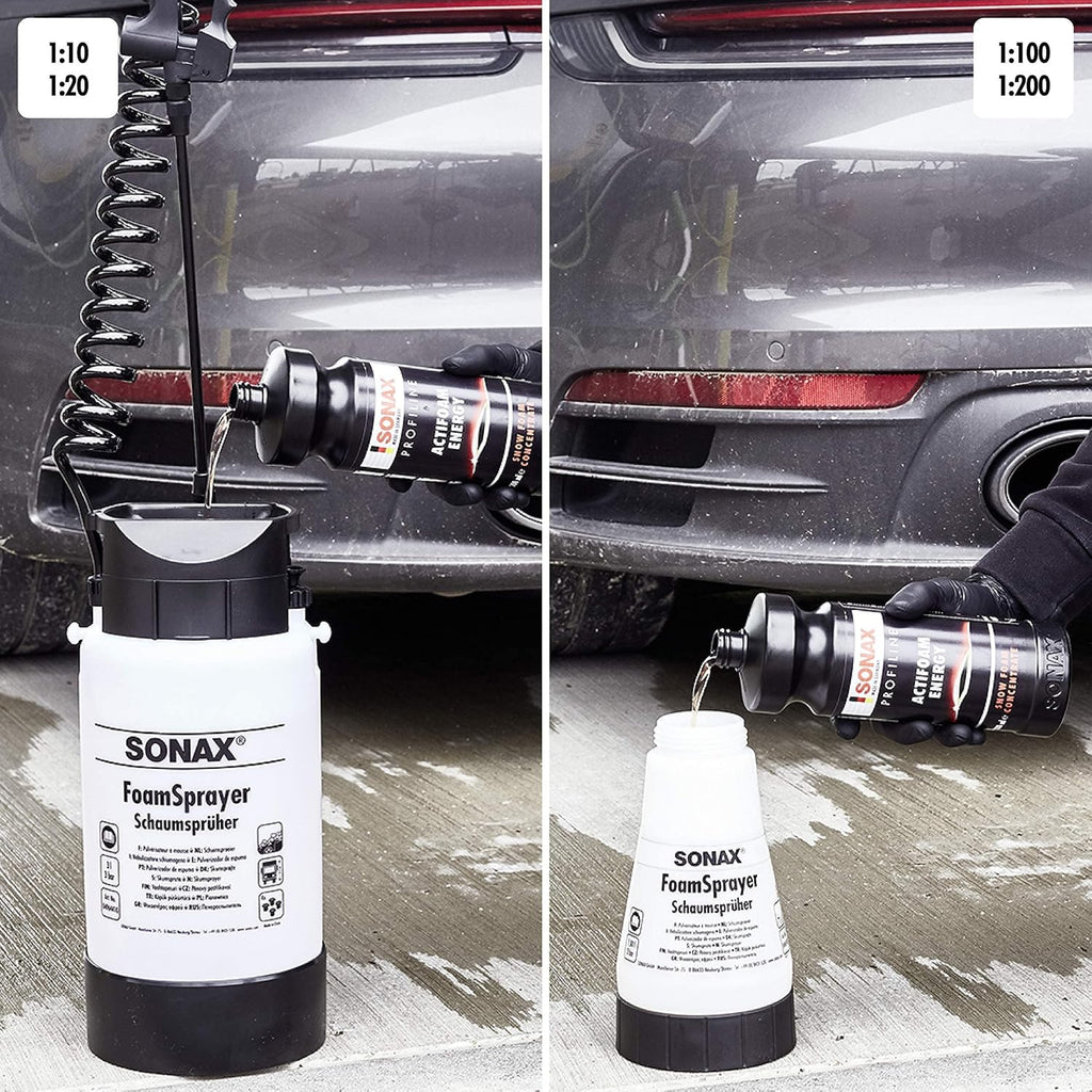 SONAX PROFILINE Actifoam Energy (1 Litre) - Effective Car Detergent with Active Foam Power. Works as Shampoo, Wheel Cleaner and Insect Remover | Item No. 06183000