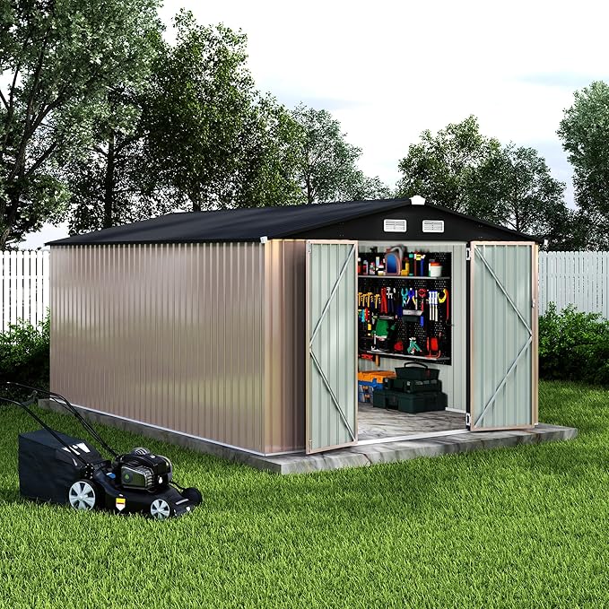 10x14x6.4 FT Outdoor Storage Sheds, Metal Garden Tool Shed by GarveeLife