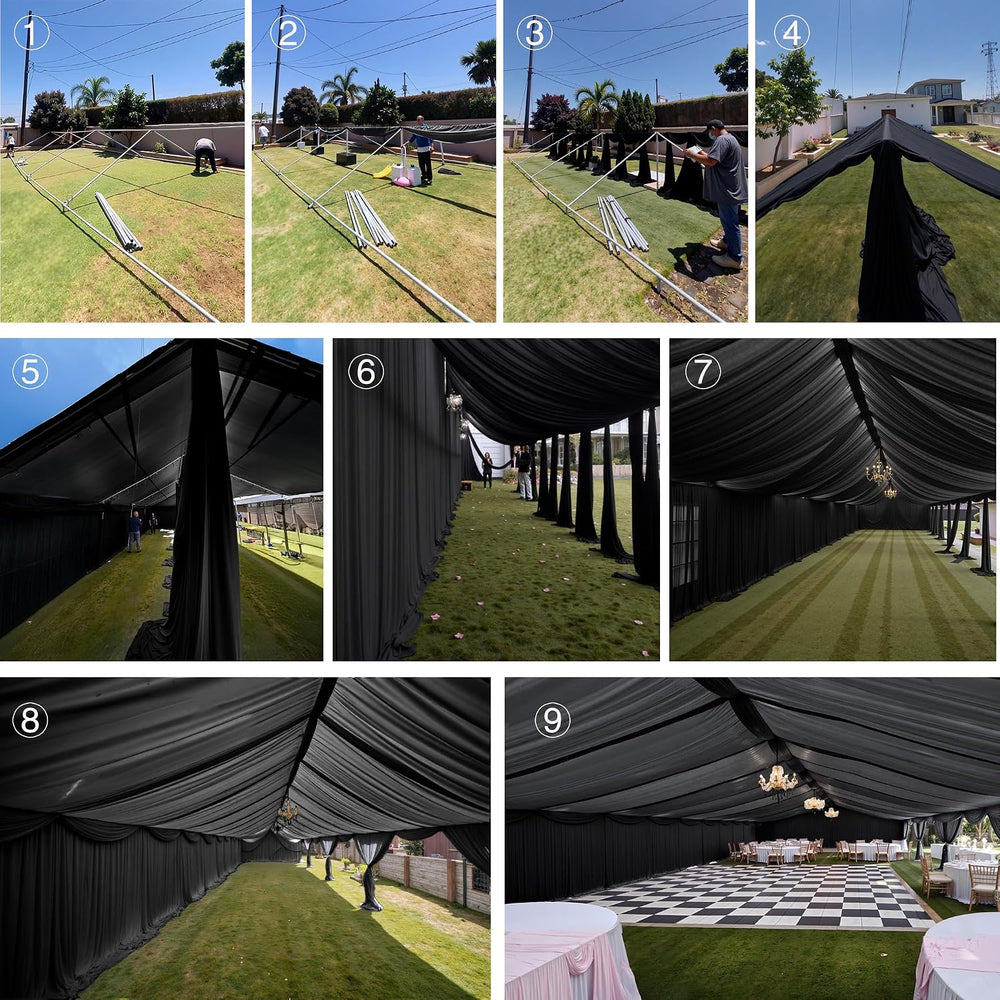 50ftx40ft Black Ceiling Curtain for Halloween Parties
