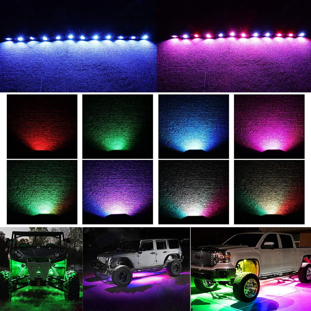 RGB Rock Light Kits, Niking Auto 12 Pods RGB Underglow LED Rock Lights with App Control & Timing & Music Mode & Flashing Multicolor Neon LED Lights for Trucks Off Road UTV ATV Pickup Boat