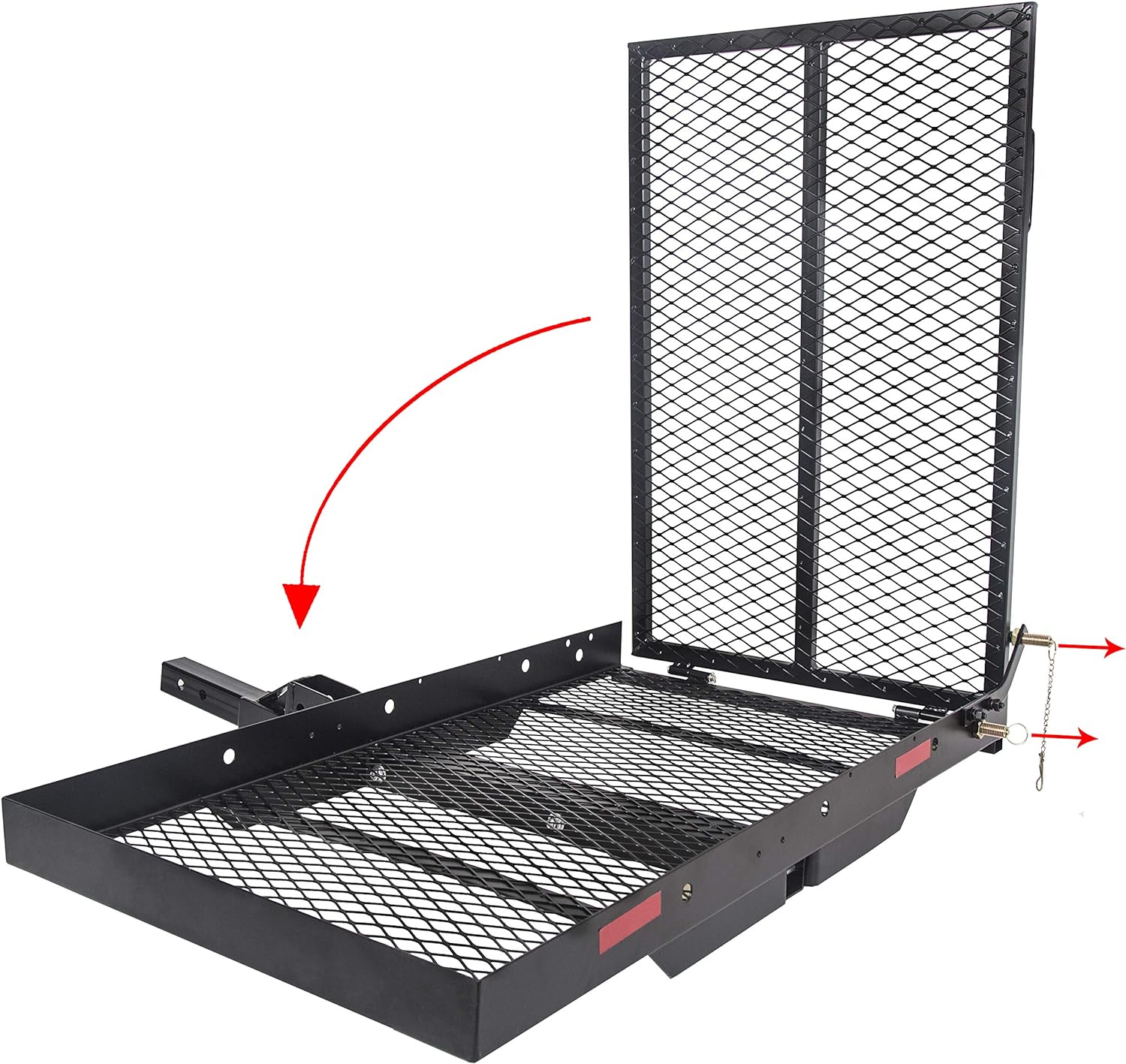 ECOTRIC 46.2 X 26.8 X 38.7 Inch Hitch Cargo Carrier W/Ramp Foldable 500 Lbs | Trailer Hitch Mount Steel Wheelchair Carrier Mobility Scooter Ramp 2" Hitch Receiver for Snow Blower SUV Truck Van Car