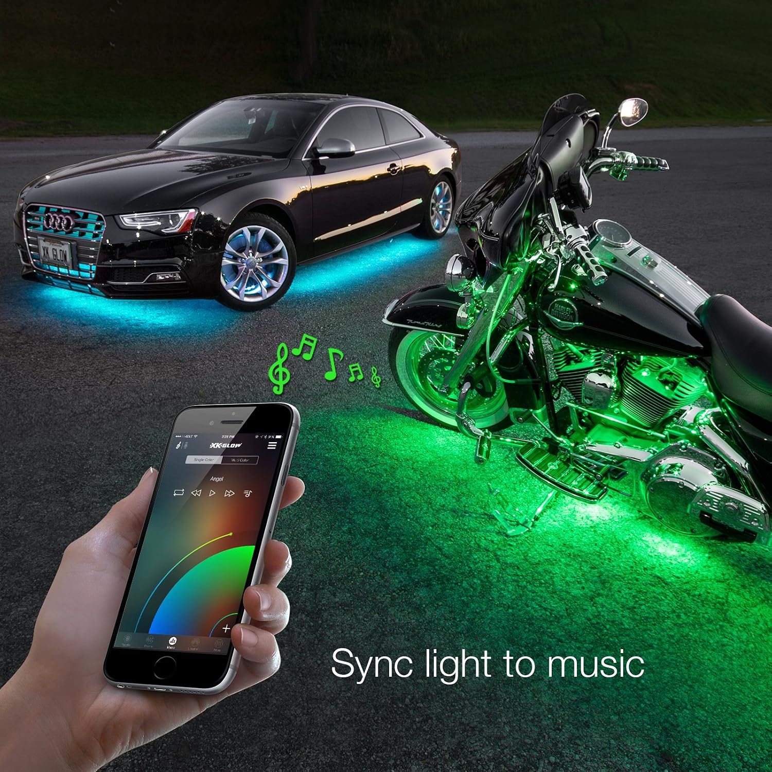 XK-GLOW KS-MOTO-ADVANCE 10 Pod 8 Strip 2nd gen XKchrome App Control Motorcycle Advanced LED Accent Light Kit