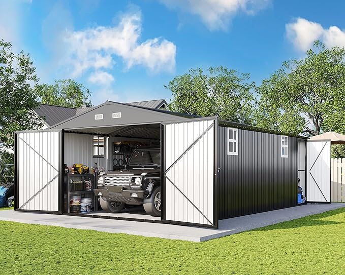 AMERLIFE 13.2x21x8 FT Outdoor Metal Garage Shed, Extra Large Storage Shed by AMERLIFE