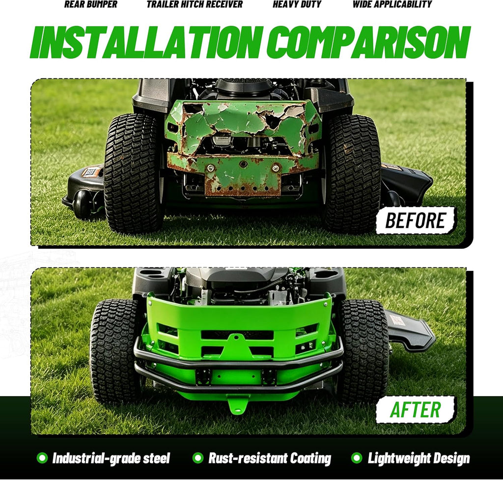 WUTIST Rear Bumper Trailer Hitch Kit Compatible with John Deere Zero-Turn Mowers Z235 Z255 Z335E Z335M Z345M Z345R Z355E Z355R Z365R Z375R Steel Black+Green