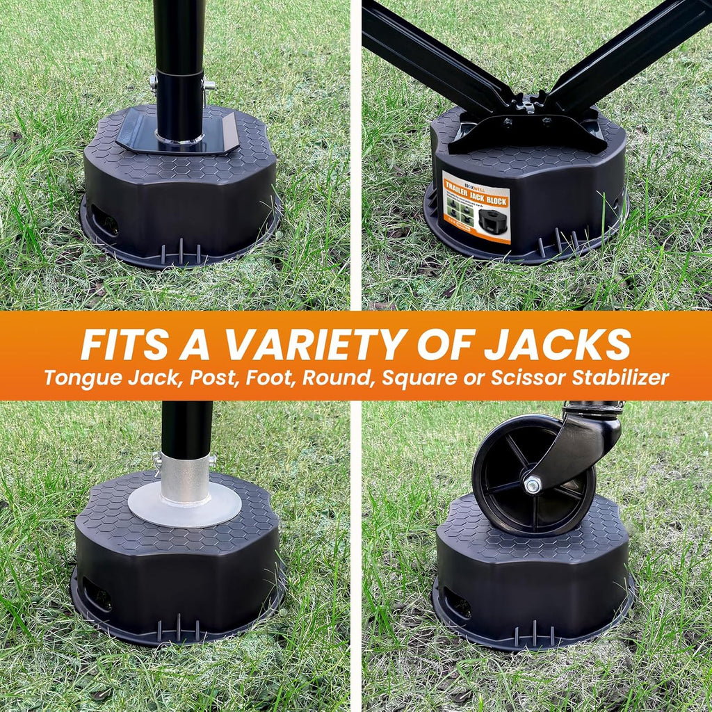 HOXWELL RV Trailer Jack Block with Bag, Camper Stabilizer Blocks for Travel Trailer, Use for Any Tongue Jack, Post, Foot, 5th Wheels, Round or Square or Scissor Stabilizer, 1 PC