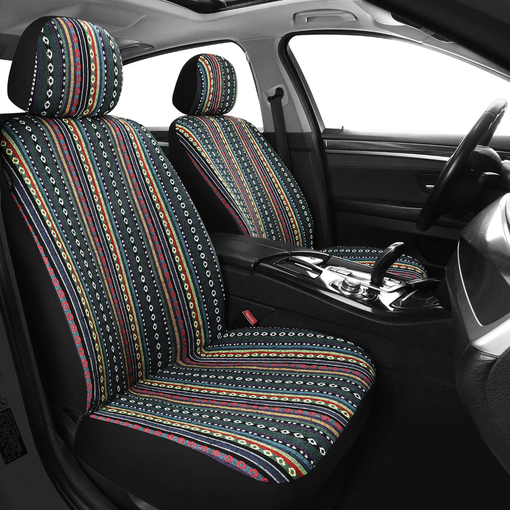HAIYAOTIMES Baja Saddle Blanket Car Seat Covers Full Set with Seat Belt Pads,...