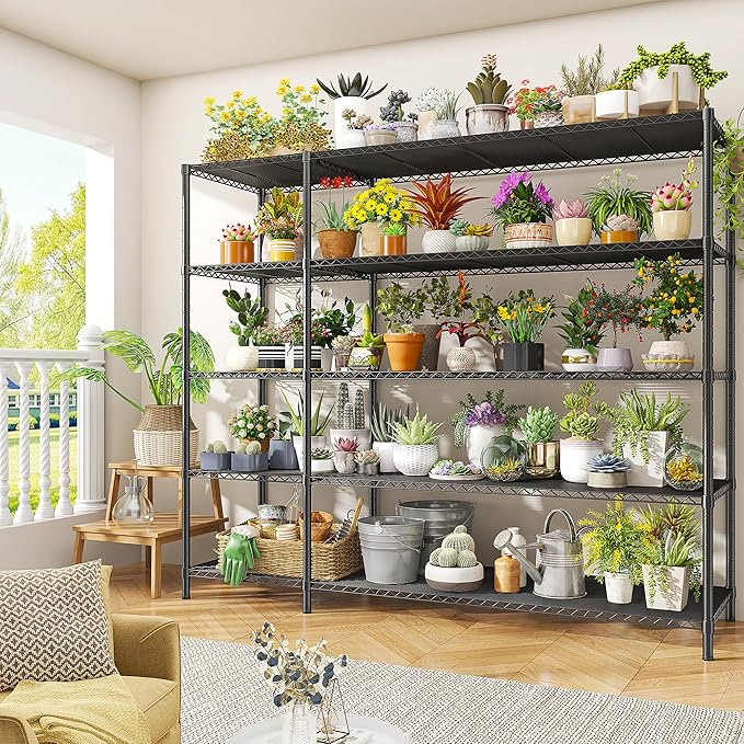 52.36" W Storage Shelves Metal Shelving Unit Load 1400LBS 5 Tier Wire Rack - Image 9