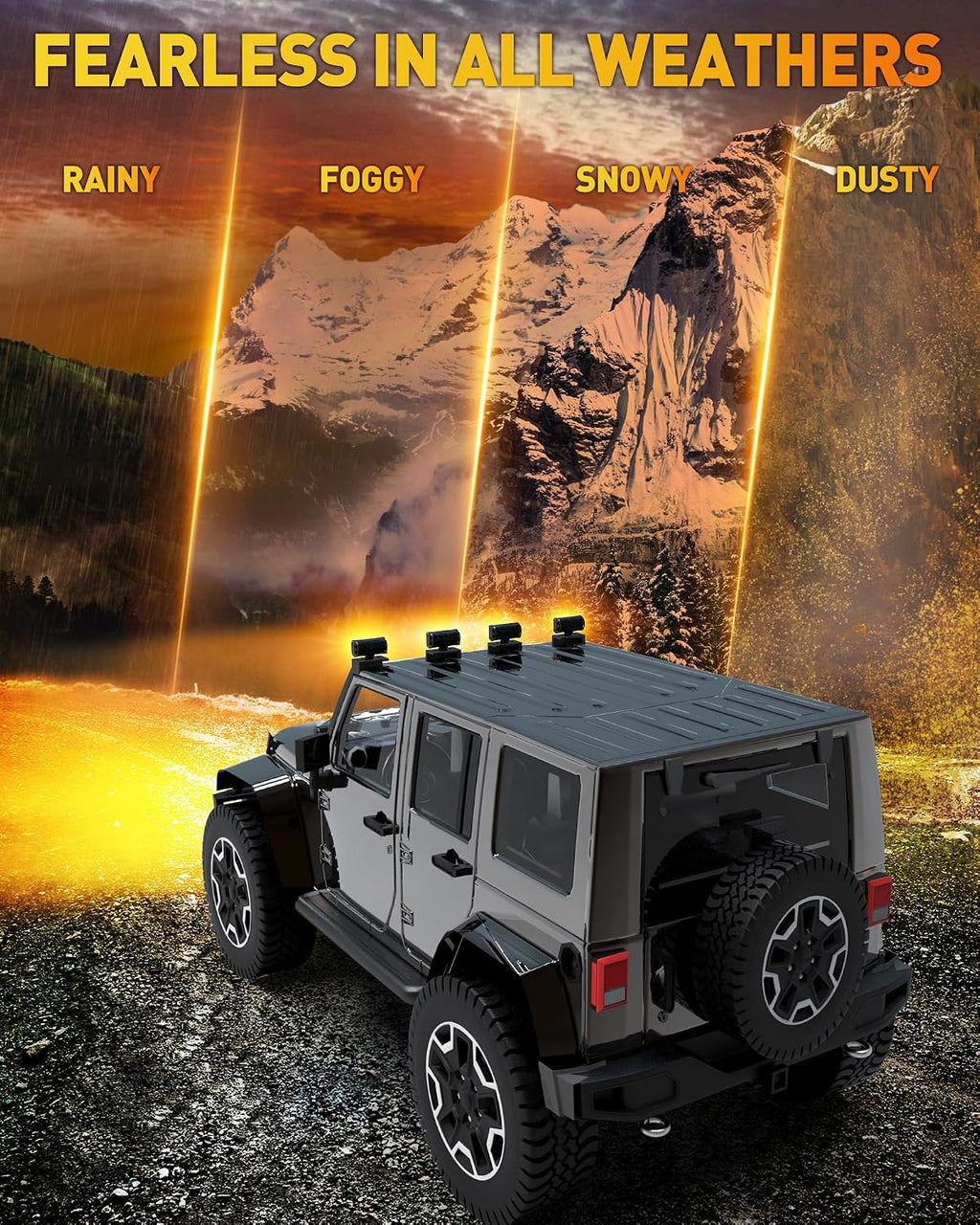 naoevo 7 inch amber led light bar, 240w showing dimensions