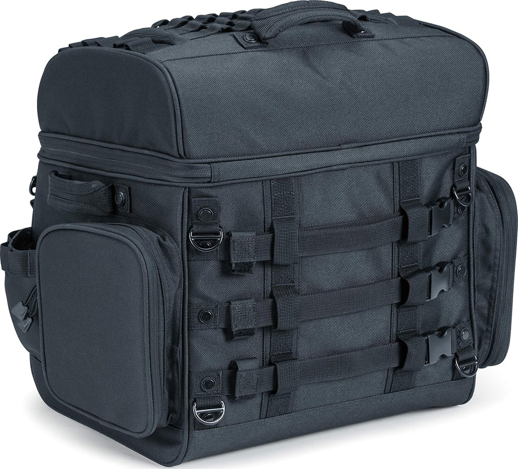 Kuryakyn 5285 Momentum Vagabond Motorcycle Travel Luggage: Weather Resistant Seat/Trunk/Rack Bag with Sissy Bar Straps, Black