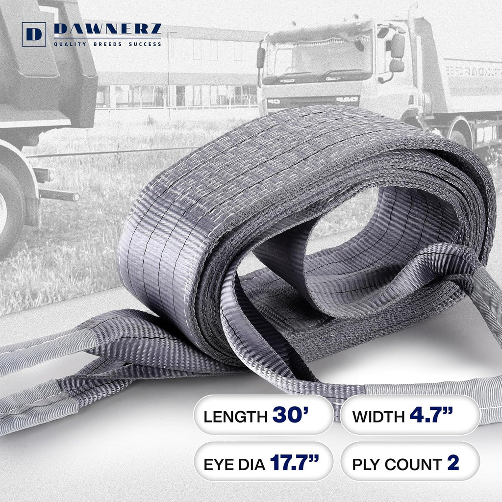 Heavy Duty Tow Strap 70000 lbs Minimum Break Strength 30ft - Recovery Tow Rope for Truck Van RV 35 US Tons 7.5 m