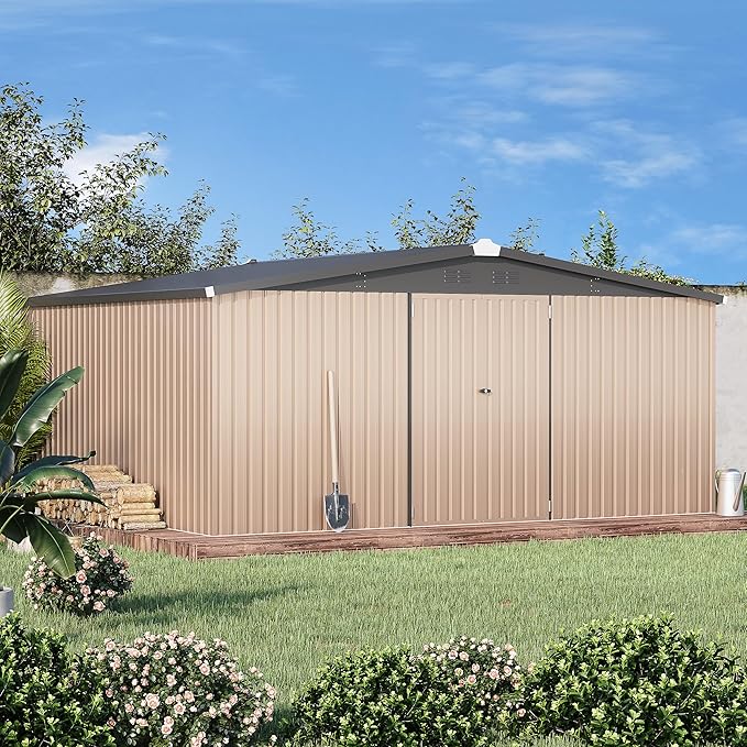U-MAX Storage Shed 14x12 Outdoor Shed, Large Metal Outside Storage Garden Sheds by U-MAX