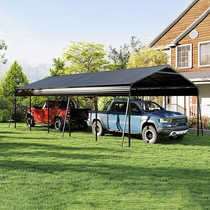 13x26.5 FT Metal Carport, Heavy Duty Car Port Canopy by ATOVERChristmasTree