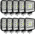 LED Tractor Work Lights, Off Road LED Pod Lights 4 Inch 240W 20000lm 12V 24V Cube Light Square for Service Tow Truck ATV UTV RV RZR Boat Pickup Golf Cart Snow Blower Zero Turn Lawn Mower, 10Pack